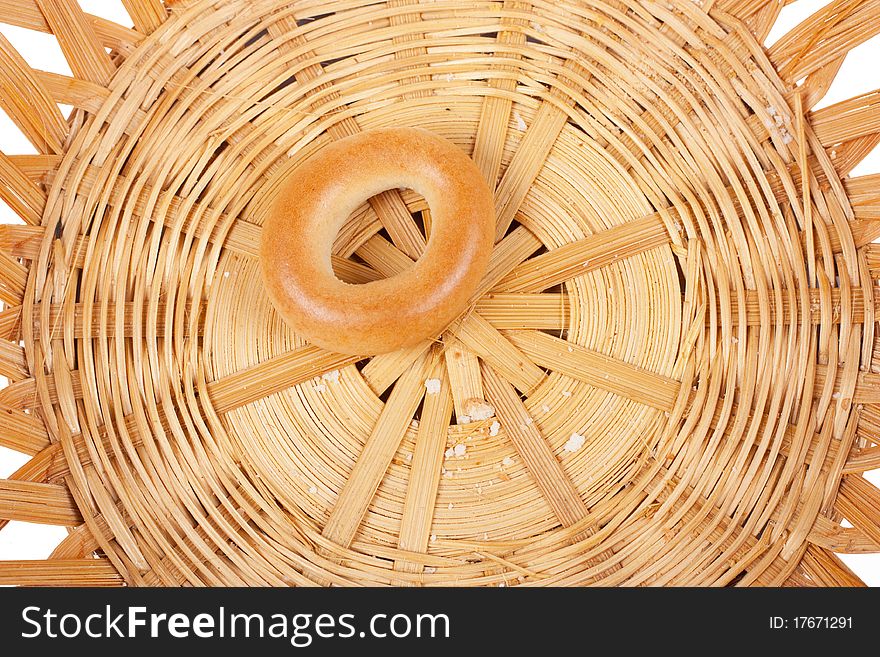 Last ring-shaped bread in the basket. Last ring-shaped bread in the basket