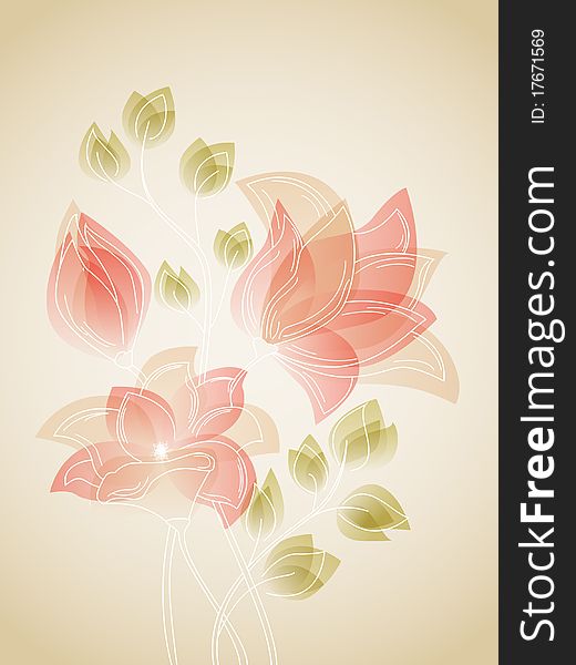 Vector picture with pink flowers