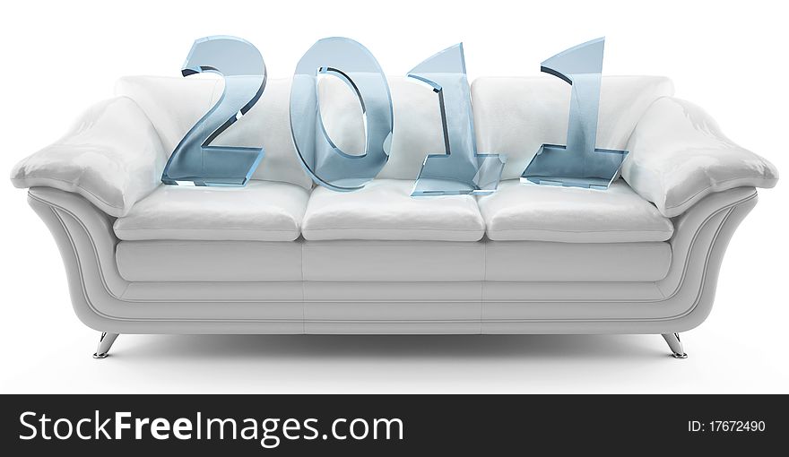 2011 new year on a white leathern sofa