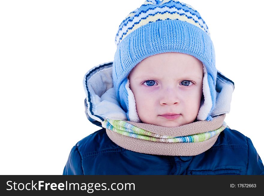 Portrait of a child in winter