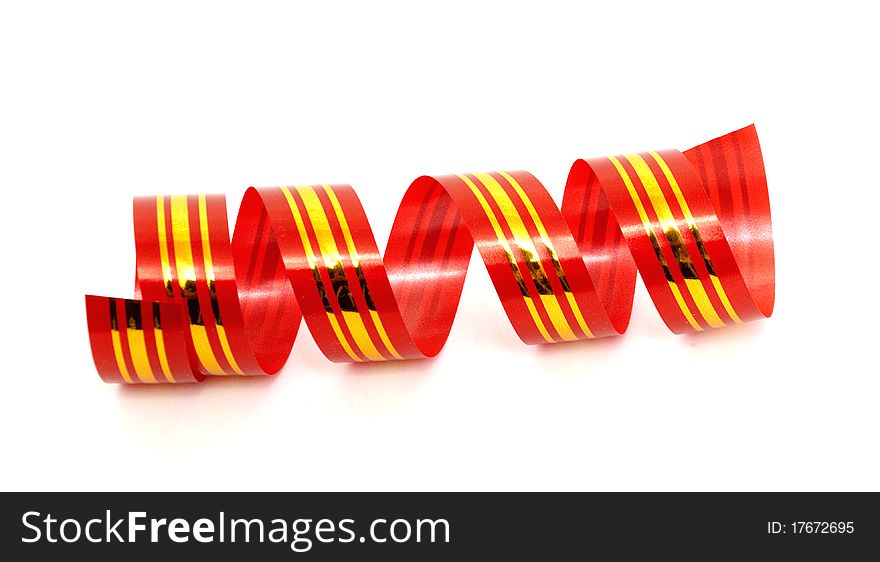 Red roll ribbon isolated on white background. Red roll ribbon isolated on white background