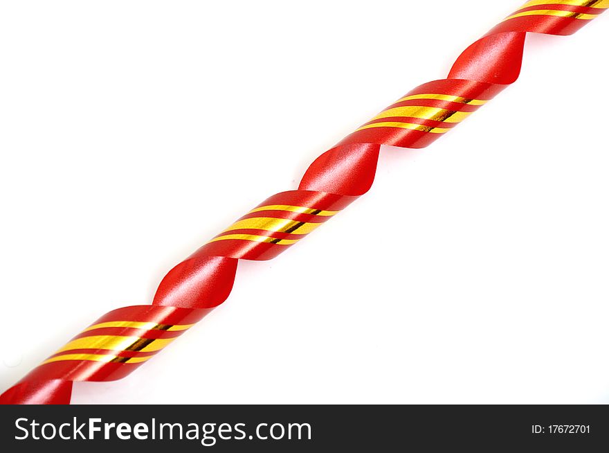 Red roll ribbon isolated on white background. Red roll ribbon isolated on white background