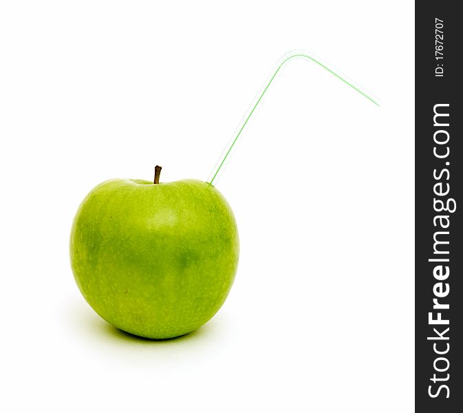 Green juicy apple isolated on white background