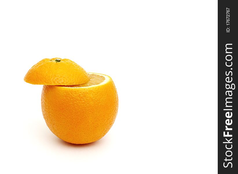 2 Half of orange isolated on white background