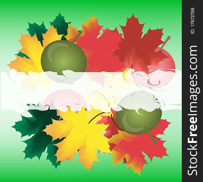 Apples and maple color leaves. Apples and maple color leaves