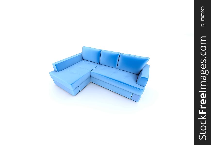 Blue sofa on white background
