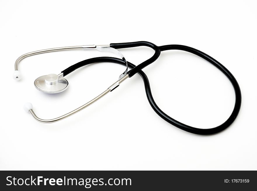 A Doctor's stethoscope on a white background with space for text