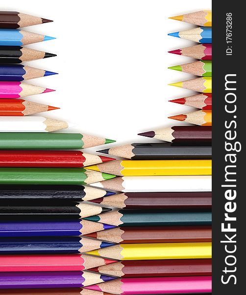 Color pencils in arrange in color