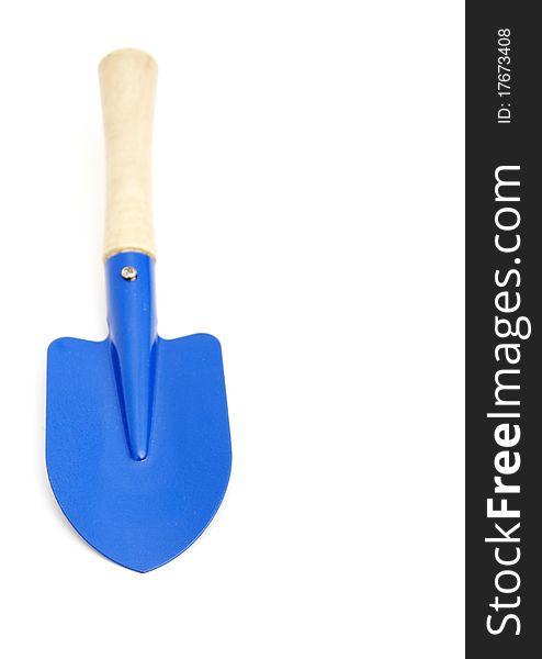 Garden tool; blue shovel isolated on white background