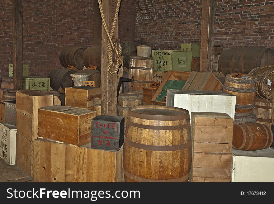 This was a old fashion shipping area at a museum. This was a old fashion shipping area at a museum.
