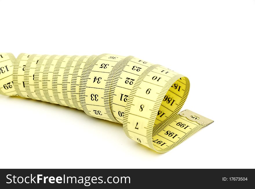 Measuring tape roll isolated on white background