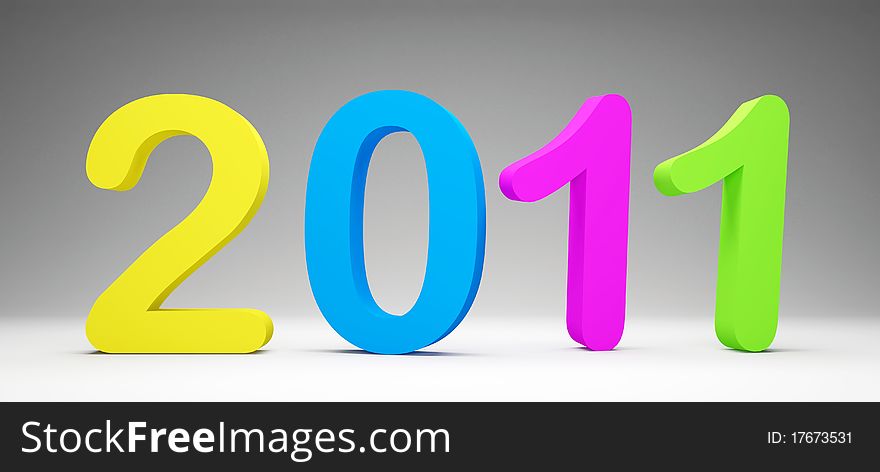Colorful number 2011 on a gray background. Colorful number 2011 on a gray background