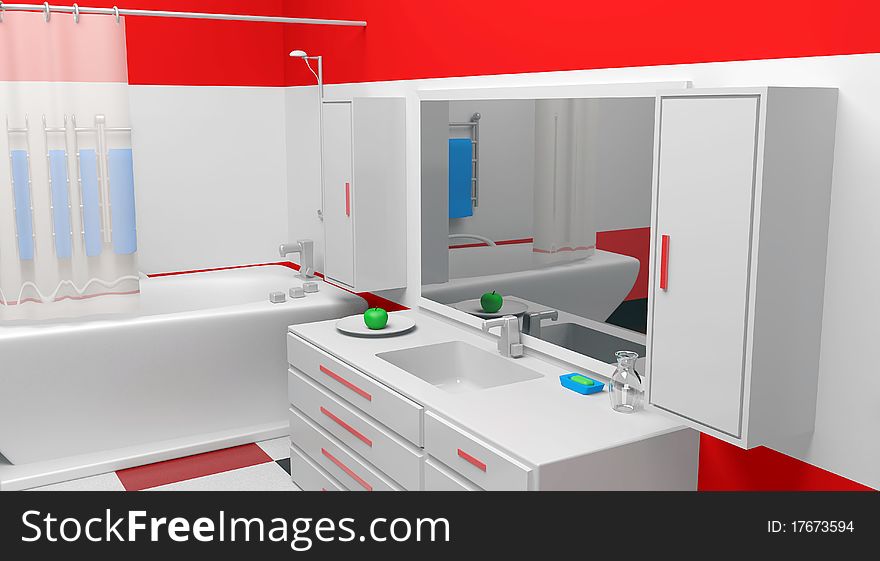 Modern interior design of a colorful bathroom. Modern interior design of a colorful bathroom