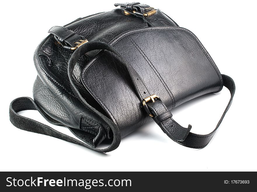 Black leather back isolated over white