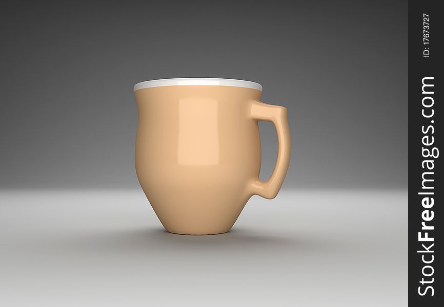 3d rendering of cup on a gray background. 3d rendering of cup on a gray background