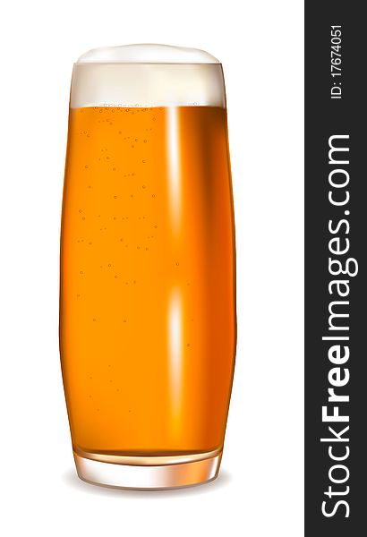 Frosty glass of light beer isolated on a white background. File contains a path to cut. Vector