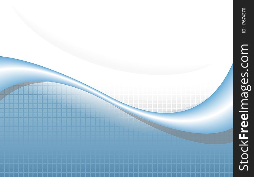 Illustration of  a  blue wave over white background
