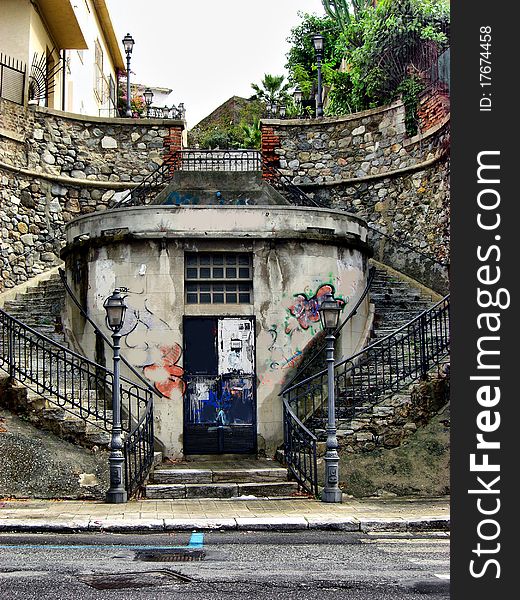 Double staircase in Reggio de Calabria in Southern Italy. Double staircase in Reggio de Calabria in Southern Italy