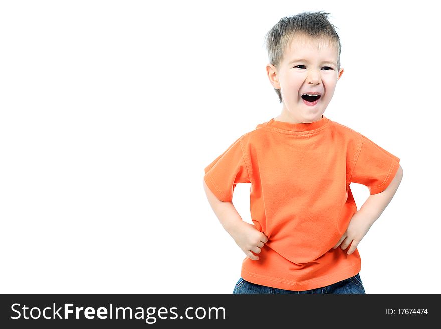 Portrait of a funny little boy making faces. Isolated over white background. Portrait of a funny little boy making faces. Isolated over white background.