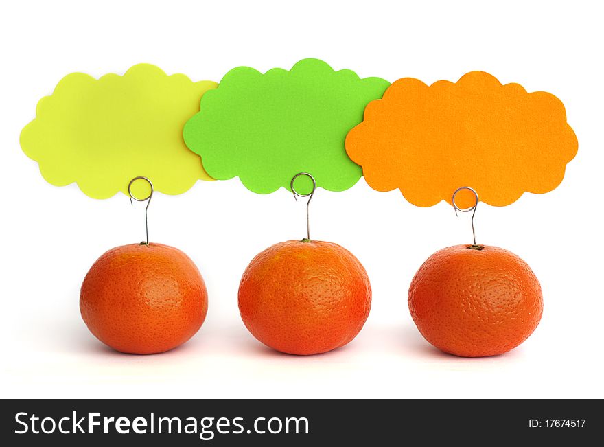 Tangerines with label tags