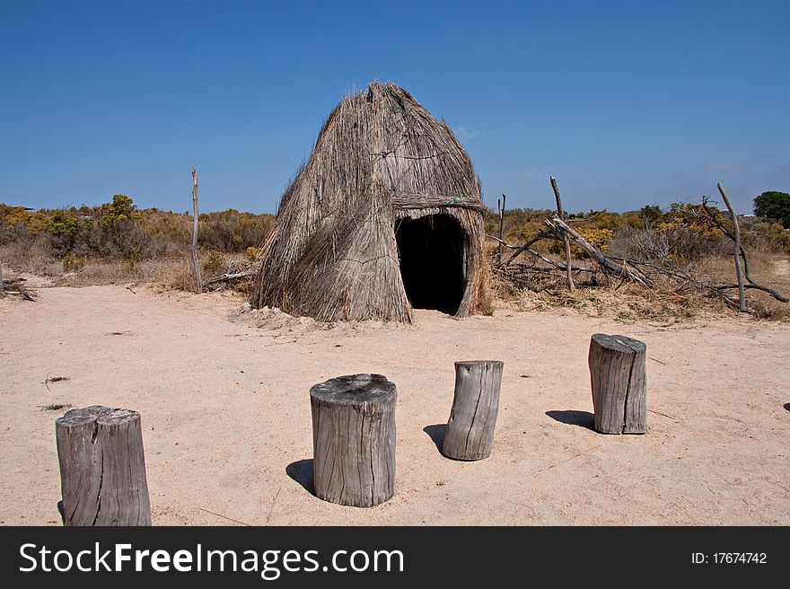 Traditional grass hut of the san bushmen people of southern africa. Traditional grass hut of the san bushmen people of southern africa