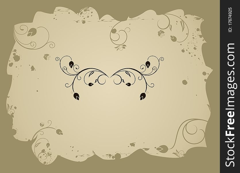 Illustration of retro grunge floral frame - vector