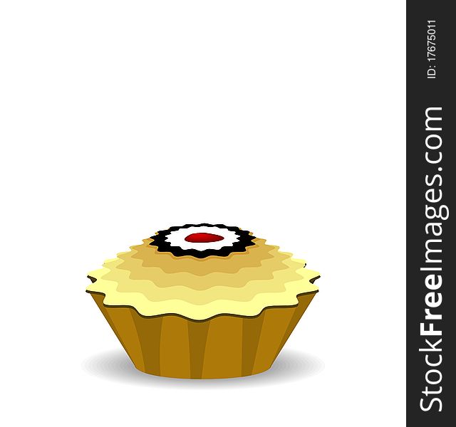 Illustration the cute cupcake isolated on white background - vector