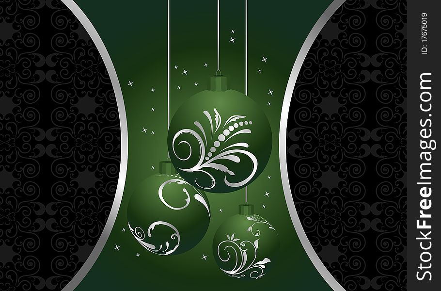 Illustration christmas background with set balls - vector