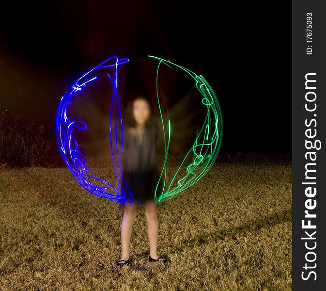 Angel Made from LED Lights with Blur Motion.