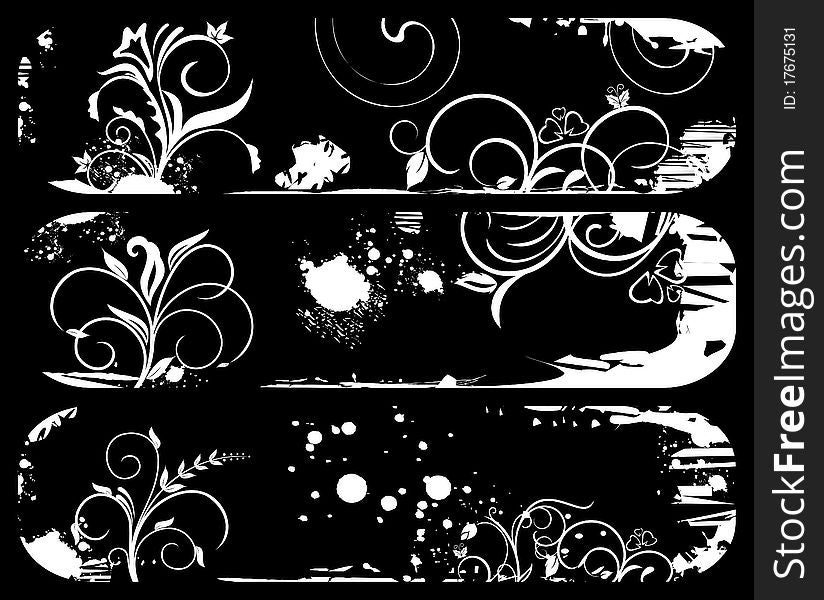 Illustration of set abstract grunge banners. Vector