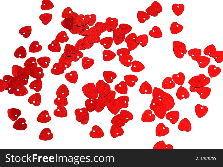 Background of the little red hearts, isolation. Background of the little red hearts, isolation