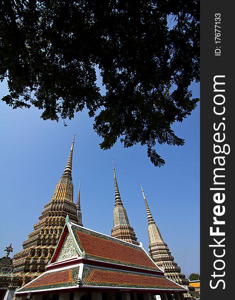 Thai temple pagoda and roof top decoration