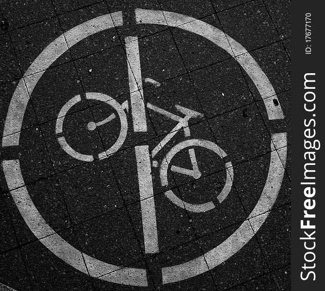 No bike sign on the ground