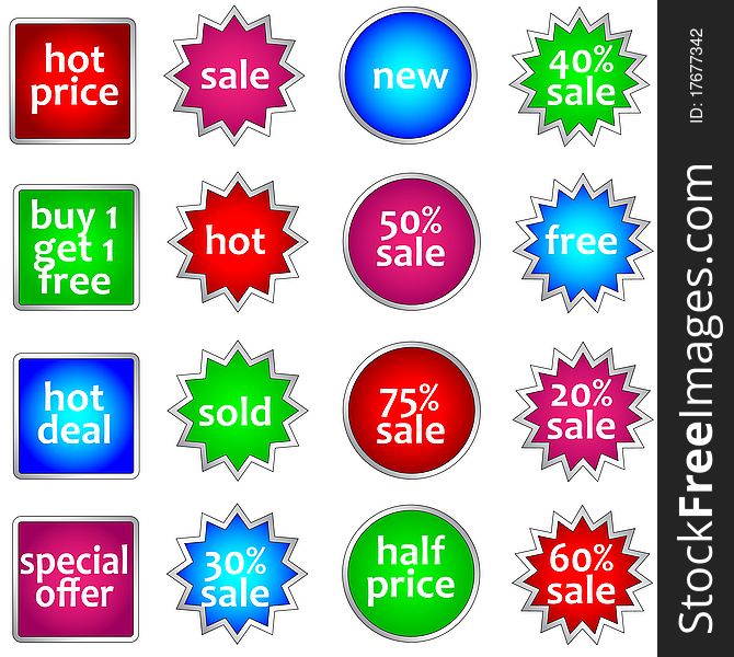 Set Of Colorful Sale Stickers