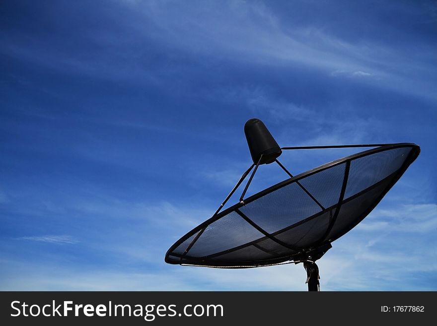 Satellite dish in blue sky(communication)