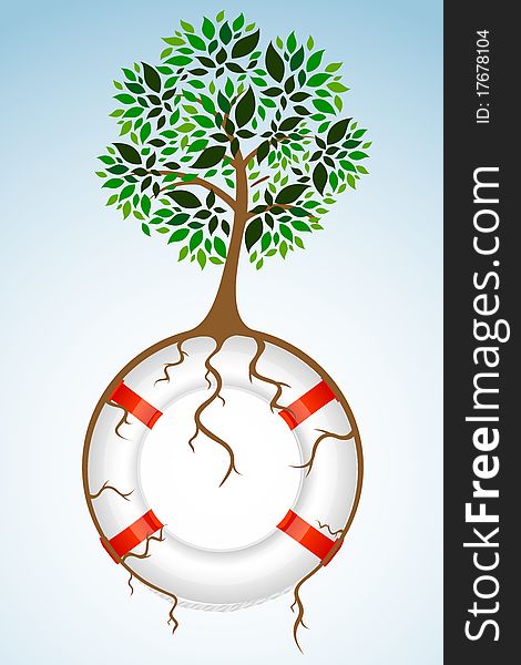 Illustration of tree with lifebuoy