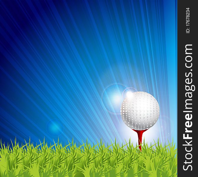 Illustration of golf ball in grass on abstract background