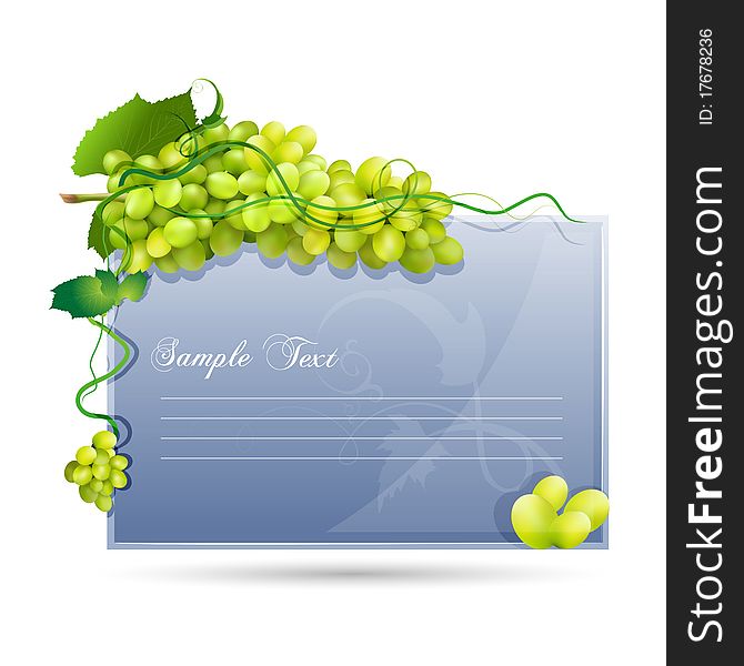 Illustration of health card with grapes on white background