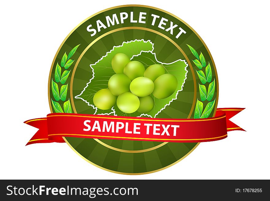 Illustration of grapes tag on white background
