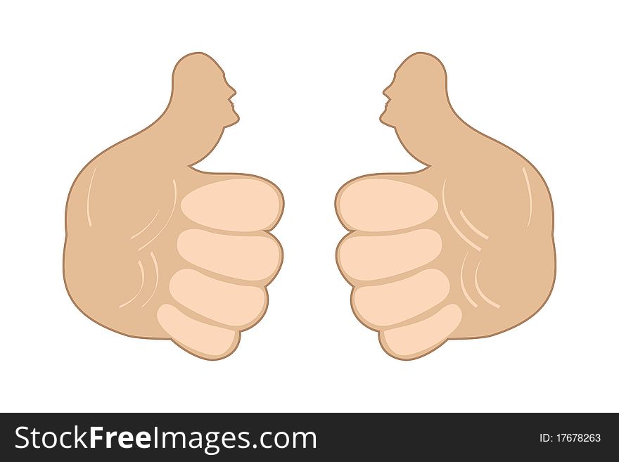 Illustration of thumbs up on white background