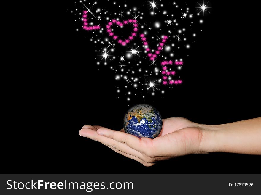 A hand holding a globe, saving environment recycle. A hand holding a globe, saving environment recycle