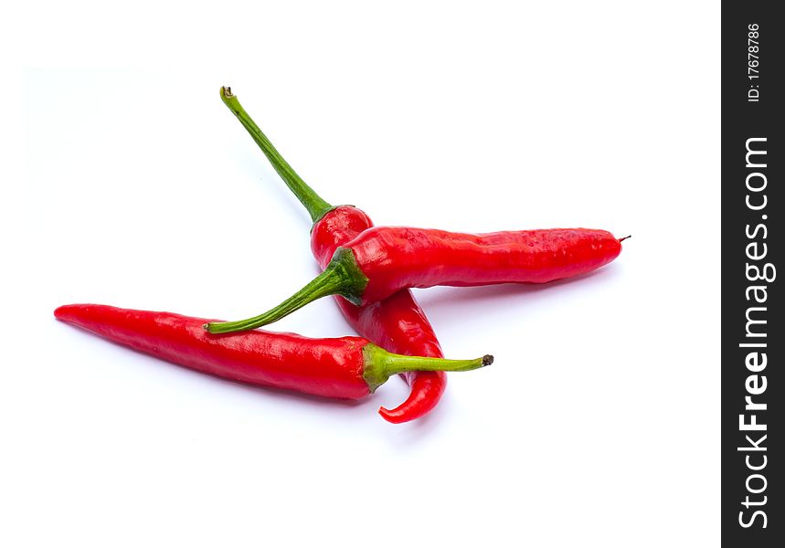 Red chili peppers isolated on white background