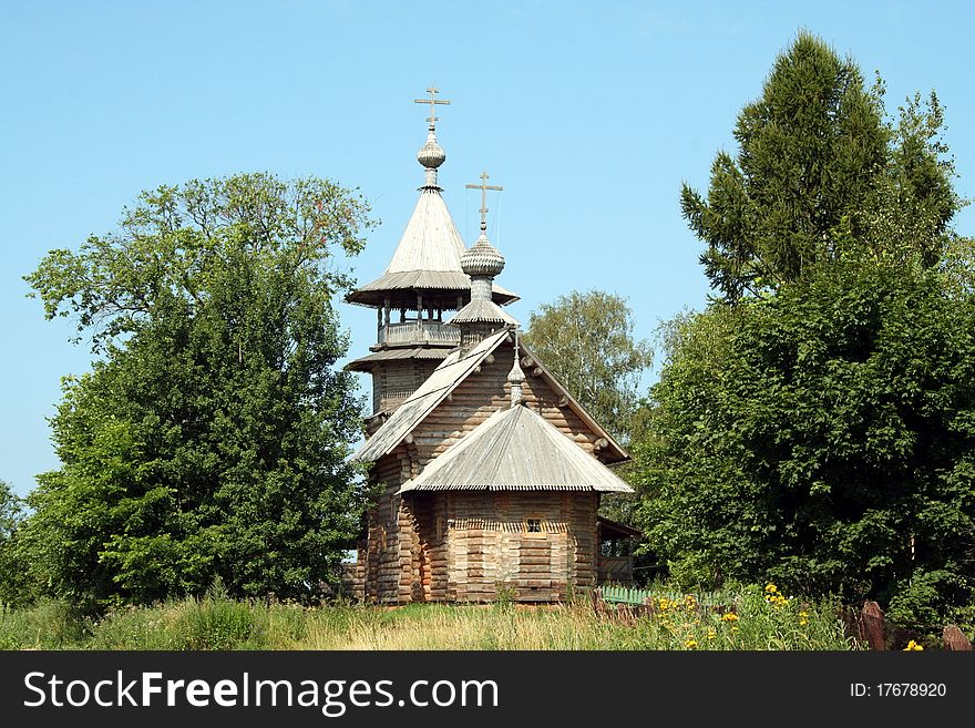 Wooden rural Russian Orthodox Church. Wooden rural Russian Orthodox Church