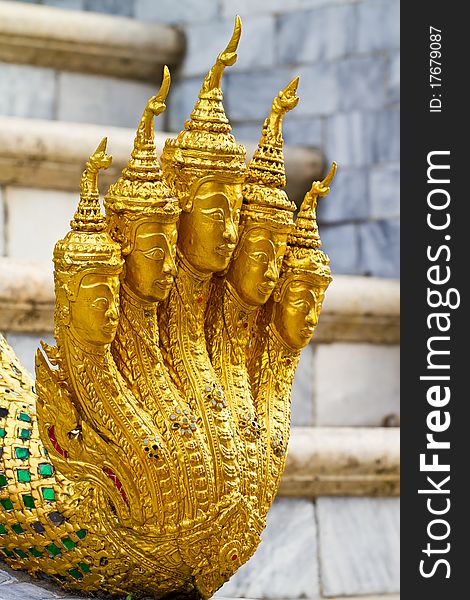 5 serpent head in Wat Phra Kaew Thailand