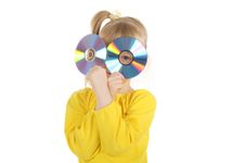 Girl With Cd Stock Image Girl With Cd Stock Image