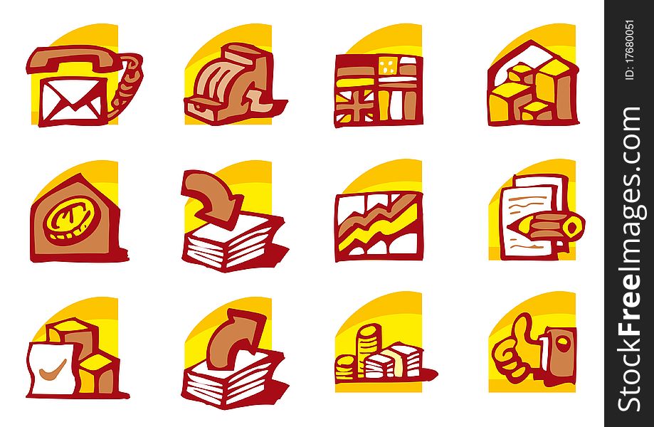 Hand drawn vector illustration of business icons.