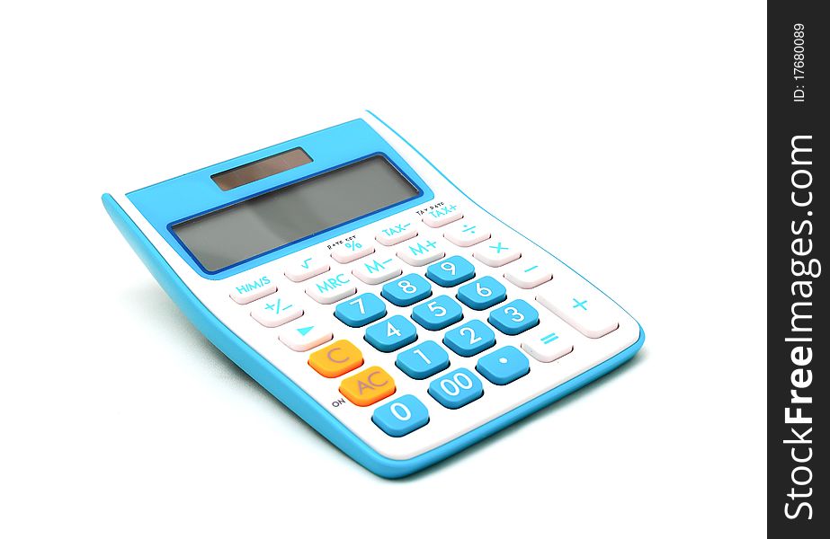 Sweet blue color calculator on white background