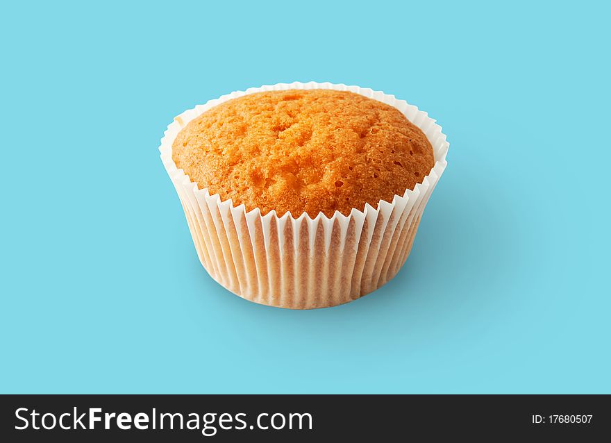 Single cupcake isolated with clipping path