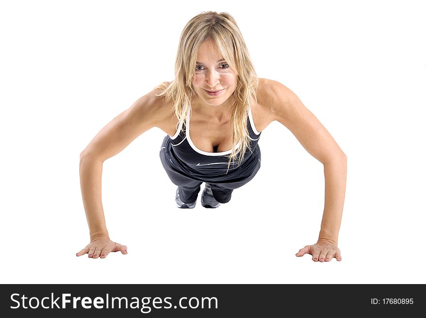 Smiling healthy woman working out. Smiling healthy woman working out