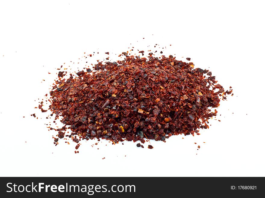 Pile of Hot Red Chilli pepper on white